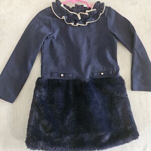 sz 4 janie and jack navy dress w fur skirt